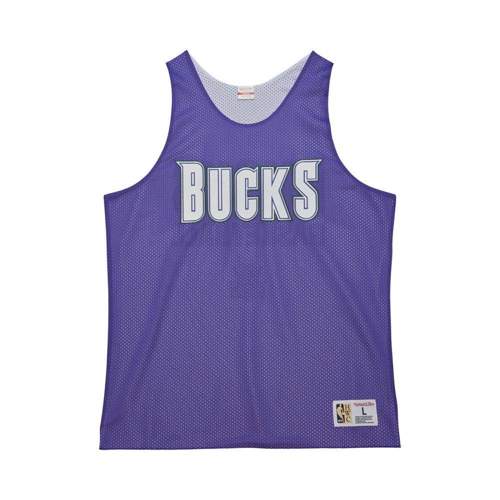 Milwaukee Bucks Hardwood Classics Reversible Mesh Practice Jersey Purple/White | Mitchell & Ness Lifestyle