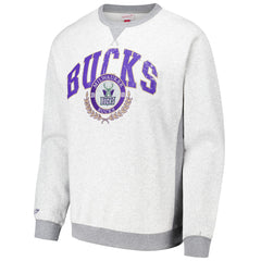 Milwaukee Bucks Vintage Logo Pullover Sweatshirt Heather Gray | Mitchell & Ness Lifestyle