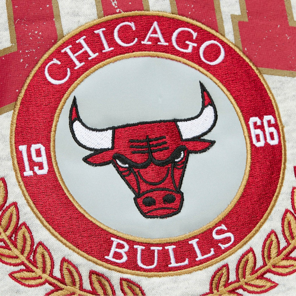 Chicago Bulls Vintage Logo Pullover Sweatshirt Heather Gray | Mitchell & Ness Lifestyle