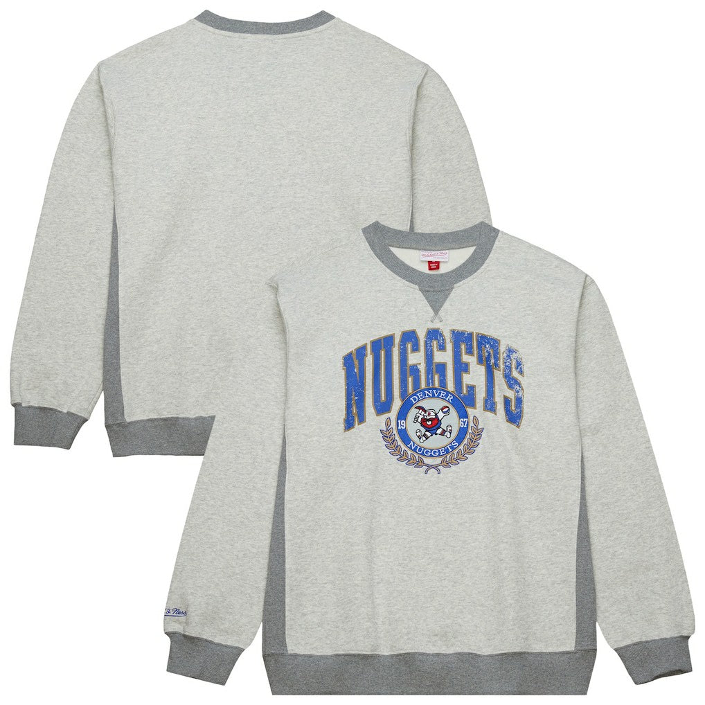 Denver Nuggets Vintage Logo Pullover Sweatshirt for sale Heather Gray | Mitchell & Ness