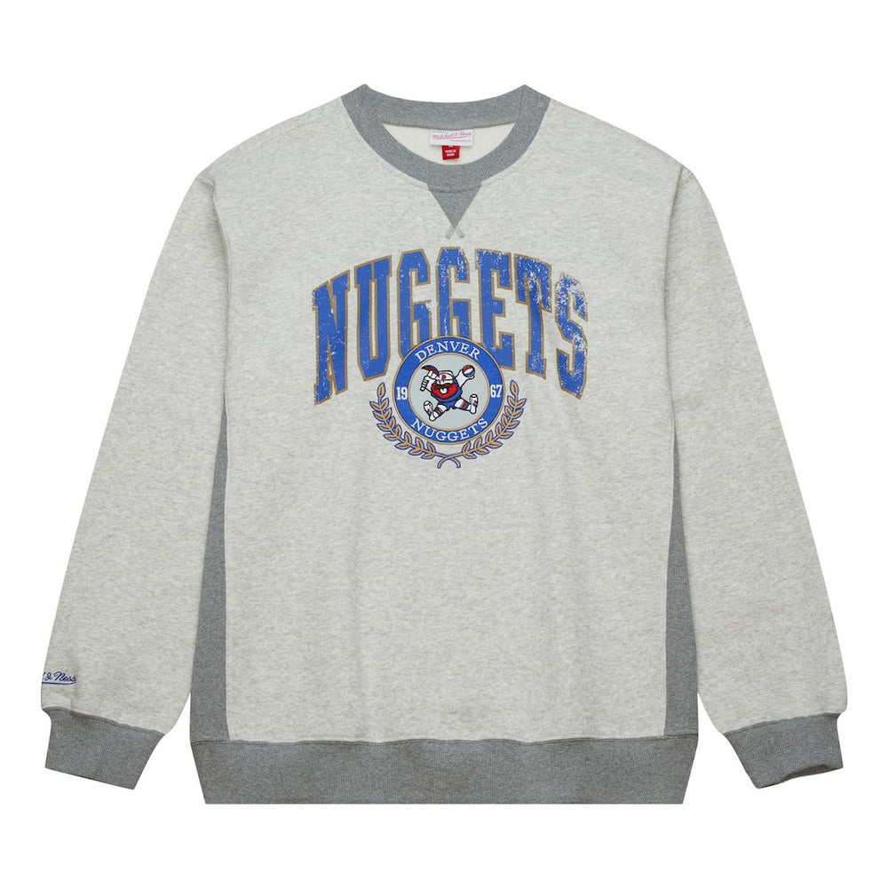 Denver Nuggets Vintage Logo Pullover Sweatshirt for sale Heather Gray | Mitchell & Ness