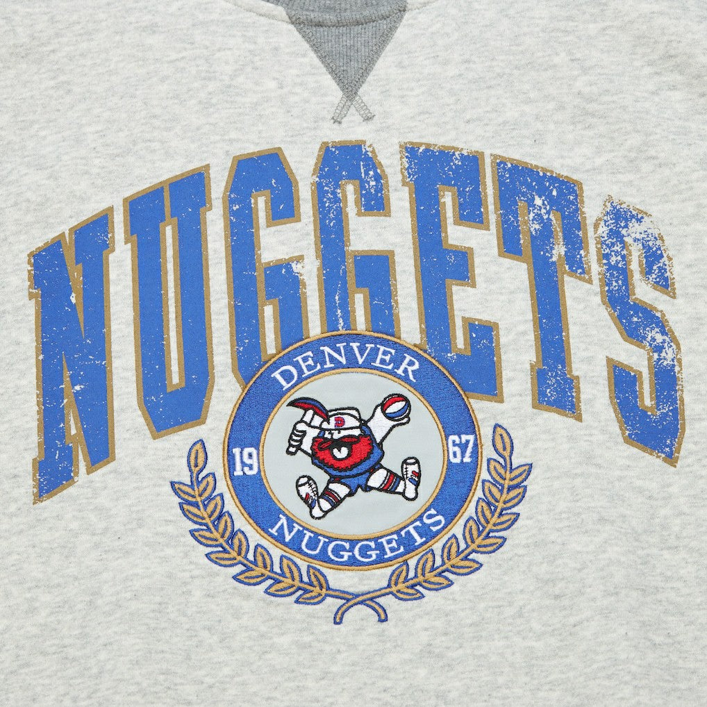 Denver Nuggets Vintage Logo Pullover Sweatshirt for sale Heather Gray | Mitchell & Ness