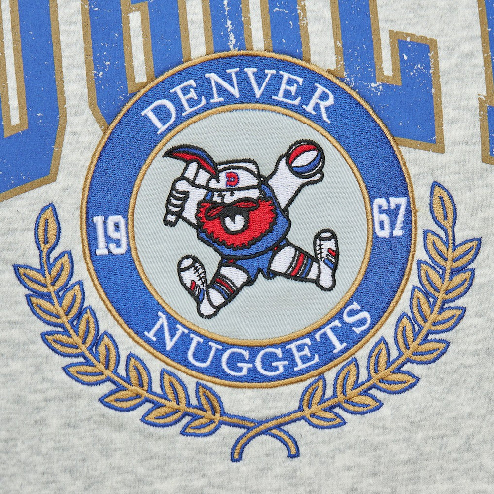 Denver Nuggets Vintage Logo Pullover Sweatshirt for sale Heather Gray | Mitchell & Ness