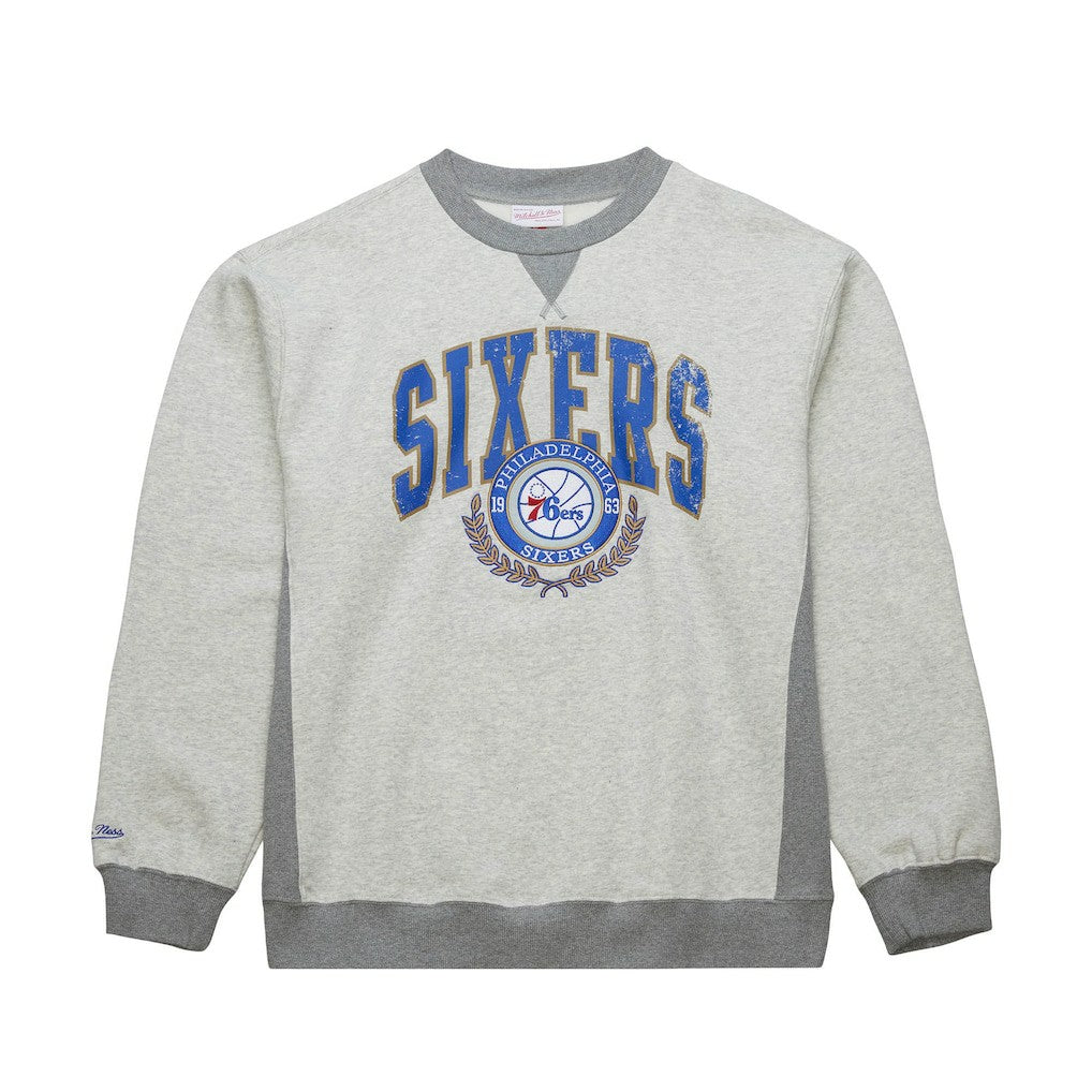Philadelphia 76ers Vintage Logo Pullover Sweatshirt Heather Gray | Mitchell & Ness outlet
