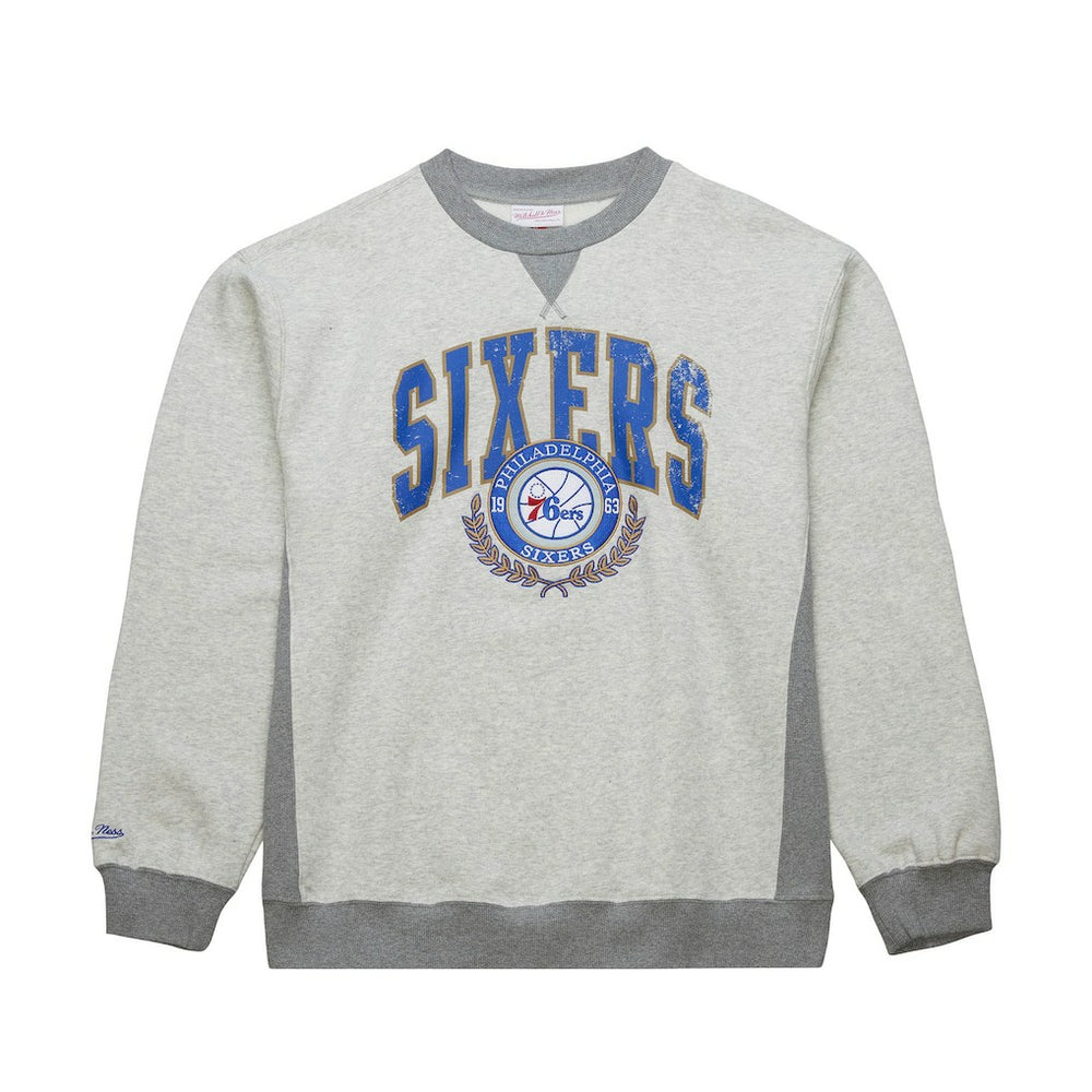 Philadelphia 76ers Vintage Logo Pullover Sweatshirt Heather Gray | Mitchell & Ness outlet