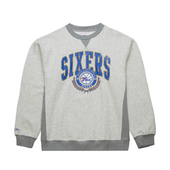 Philadelphia 76ers Vintage Logo Pullover Sweatshirt Heather Gray | Mitchell & Ness outlet