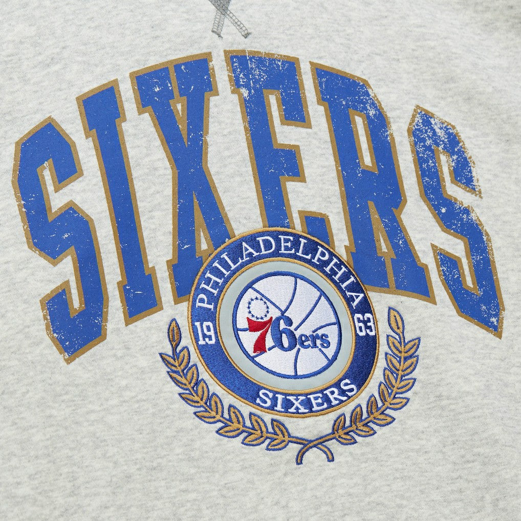 Philadelphia 76ers Vintage Logo Pullover Sweatshirt Heather Gray | Mitchell & Ness outlet