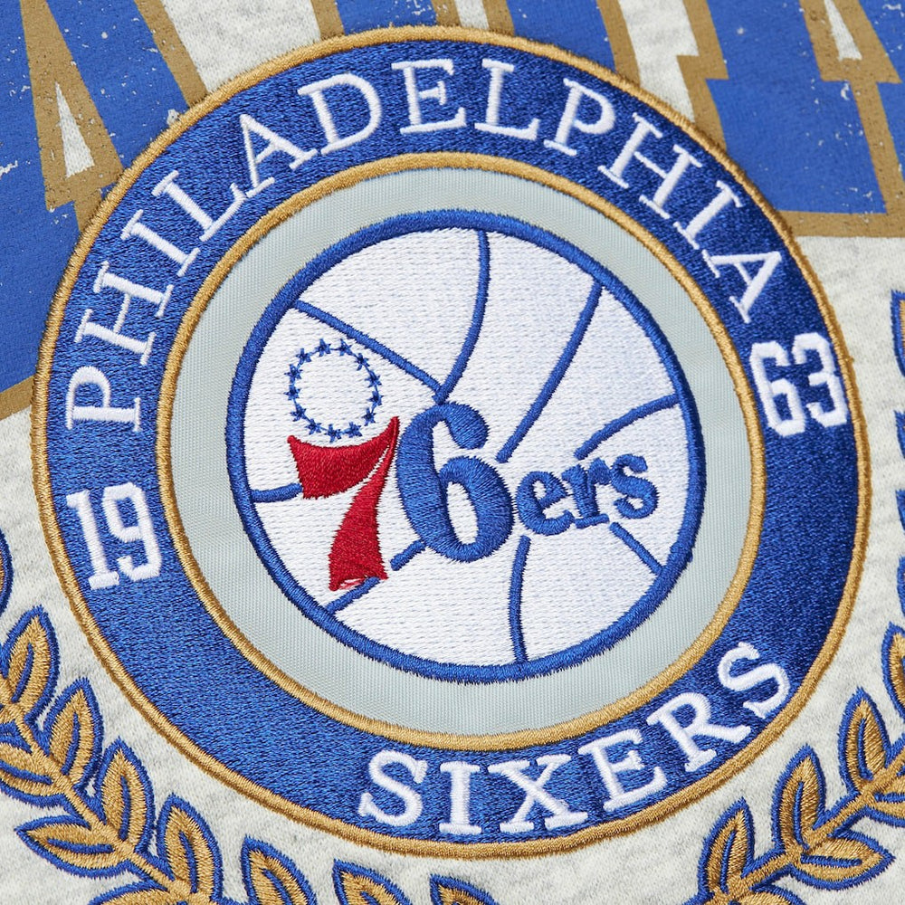 Philadelphia 76ers Vintage Logo Pullover Sweatshirt Heather Gray | Mitchell & Ness outlet