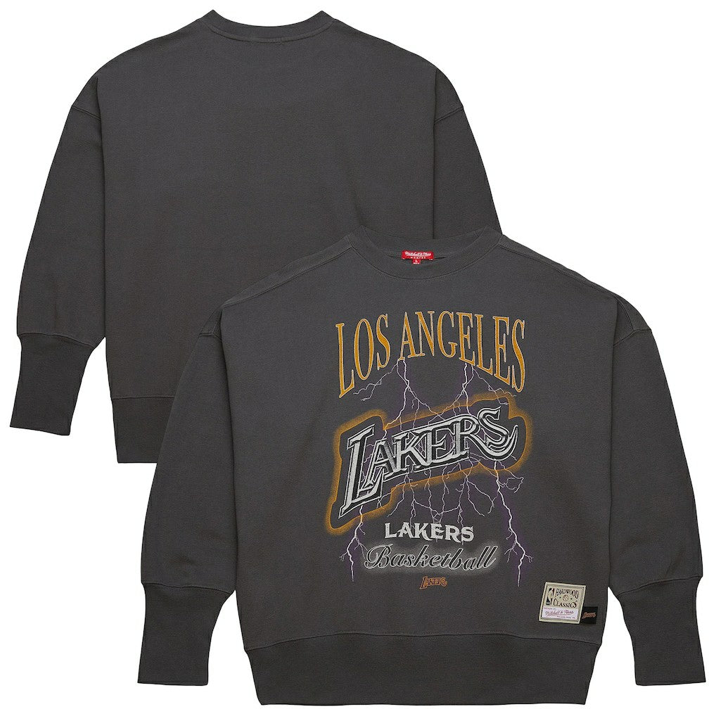Los Angeles Lakers Women's Hardwood Classics Lightweight Pullover Sweatshirt Charcoal | Mitchell & Ness online