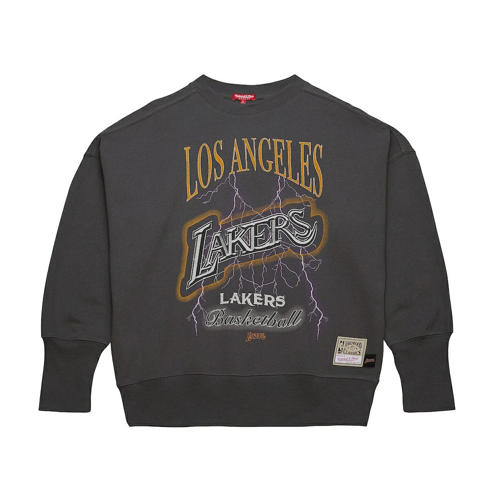 Los Angeles Lakers Women's Hardwood Classics Lightweight Pullover Sweatshirt Charcoal | Mitchell & Ness online