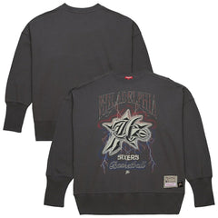 Philadelphia 76ers Women's Hardwood Classics Lightweight Pullover Sweatshirt Charcoal | Mitchell & Ness online