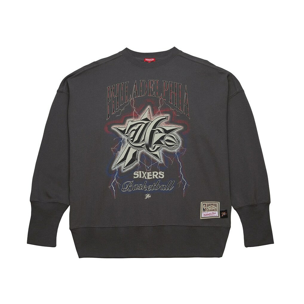 Philadelphia 76ers Women's Hardwood Classics Lightweight Pullover Sweatshirt Charcoal | Mitchell & Ness online