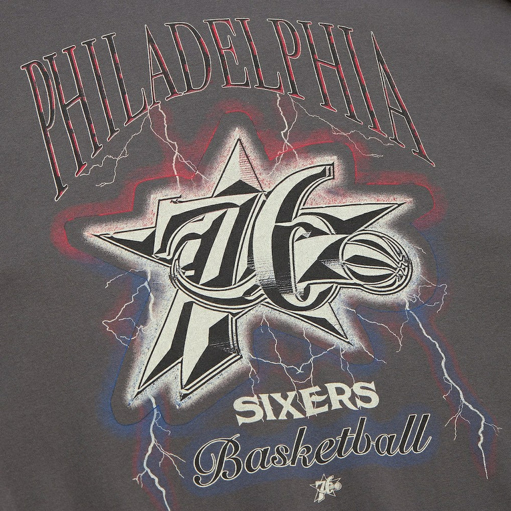 Philadelphia 76ers Women's Hardwood Classics Lightweight Pullover Sweatshirt Charcoal | Mitchell & Ness online