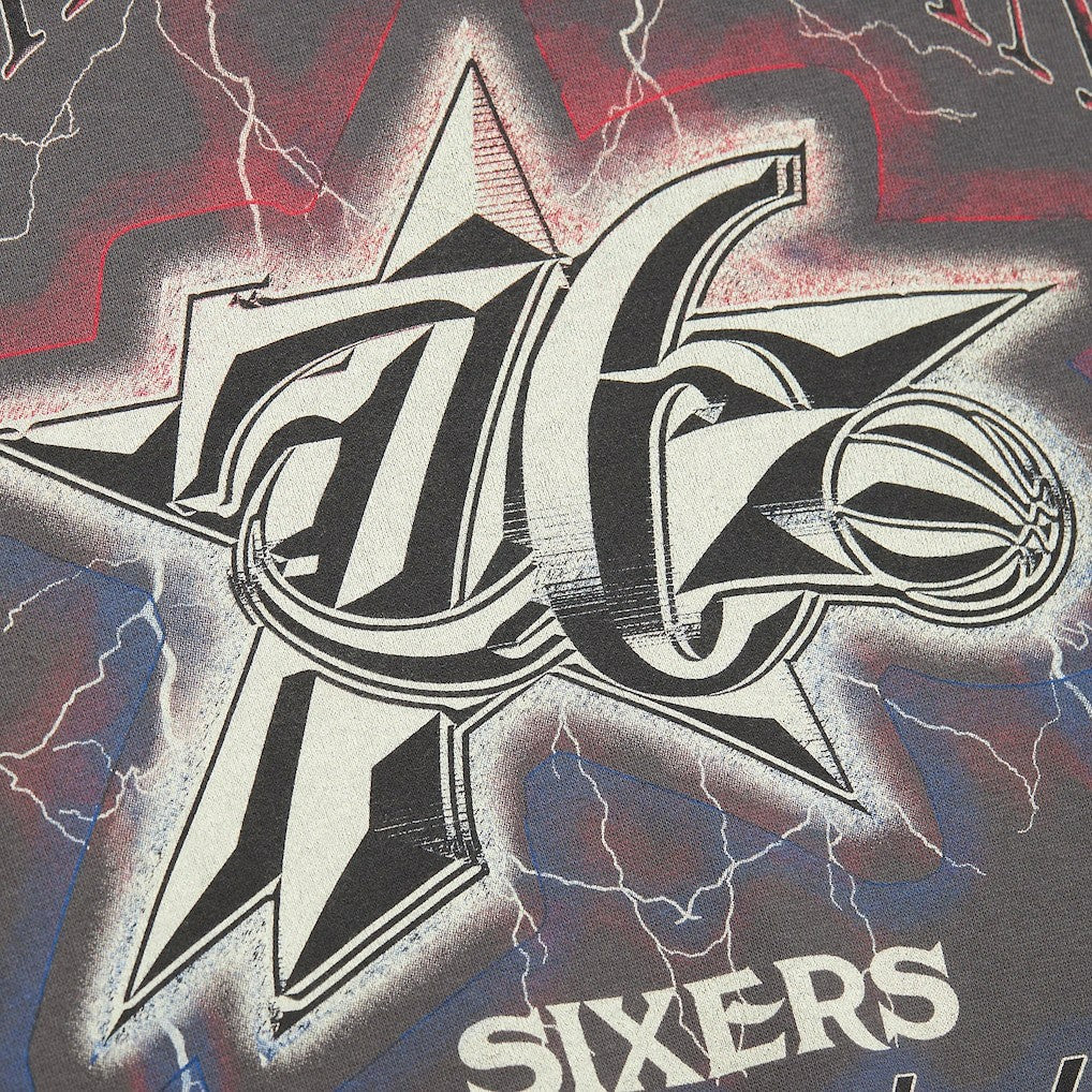 Philadelphia 76ers Women's Hardwood Classics Lightweight Pullover Sweatshirt Charcoal | Mitchell & Ness online