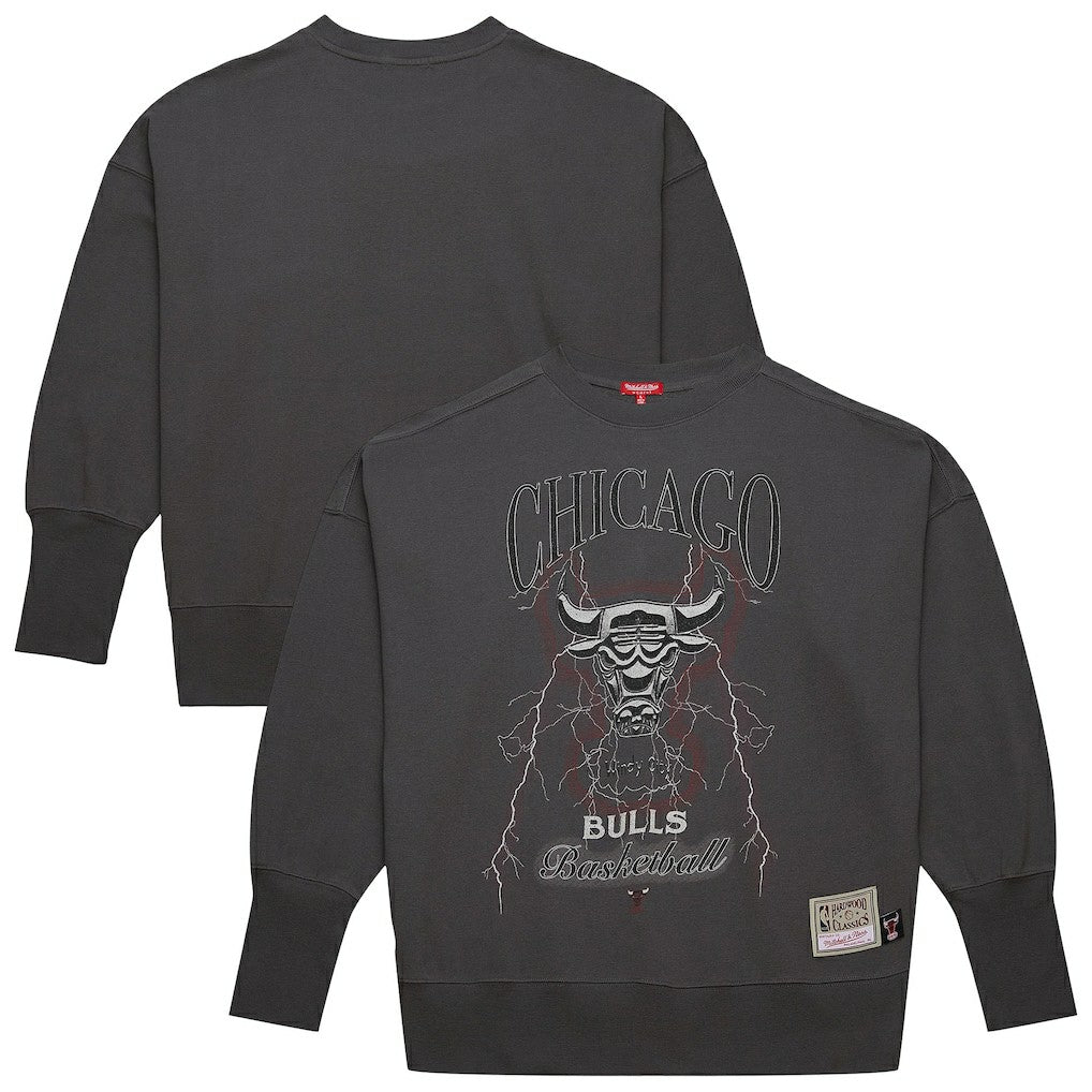 Chicago Bulls Women's Hardwood Classics Lightweight Pullover Sweatshirt Charcoal | Mitchell & Ness for sale