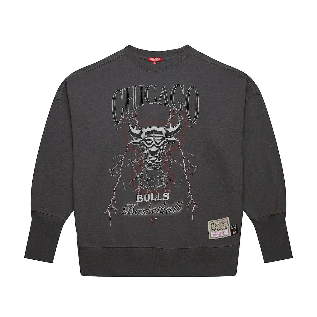 Chicago Bulls Women's Hardwood Classics Lightweight Pullover Sweatshirt Charcoal | Mitchell & Ness for sale