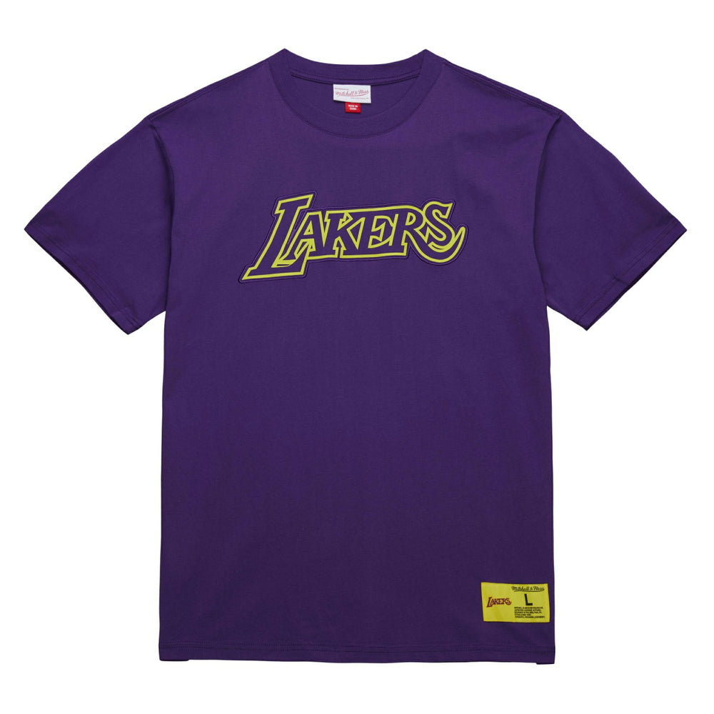 Los Angeles Lakers Hardwood Classics Neon Nights Premium T-Shirt Purple | Mitchell & Ness Near Me