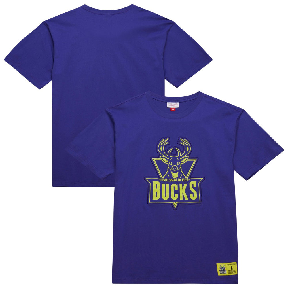Milwaukee Bucks Hardwood Classics Neon Nights Premium T-Shirt Purple | Mitchell & Ness