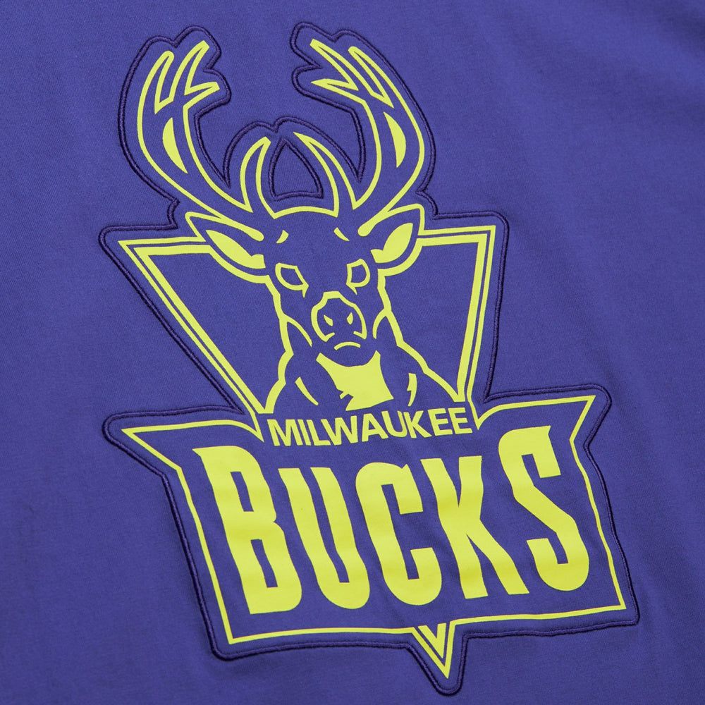Milwaukee Bucks Hardwood Classics Neon Nights Premium T-Shirt Purple | Mitchell & Ness