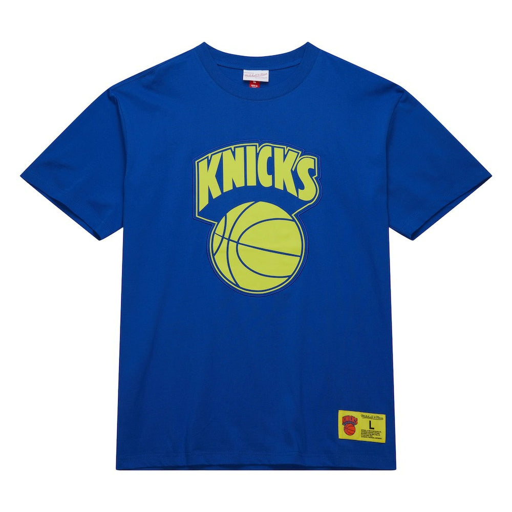 New York Knicks Hardwood Classics Neon Nights Premium T-Shirt Blue | Mitchell & Ness Near Me