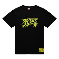 Philadelphia 76ers Hardwood Classics Neon Nights Premium T-Shirt Black | Mitchell & Ness Lifestyle