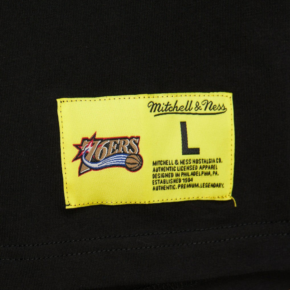Philadelphia 76ers Hardwood Classics Neon Nights Premium T-Shirt Black | Mitchell & Ness Lifestyle
