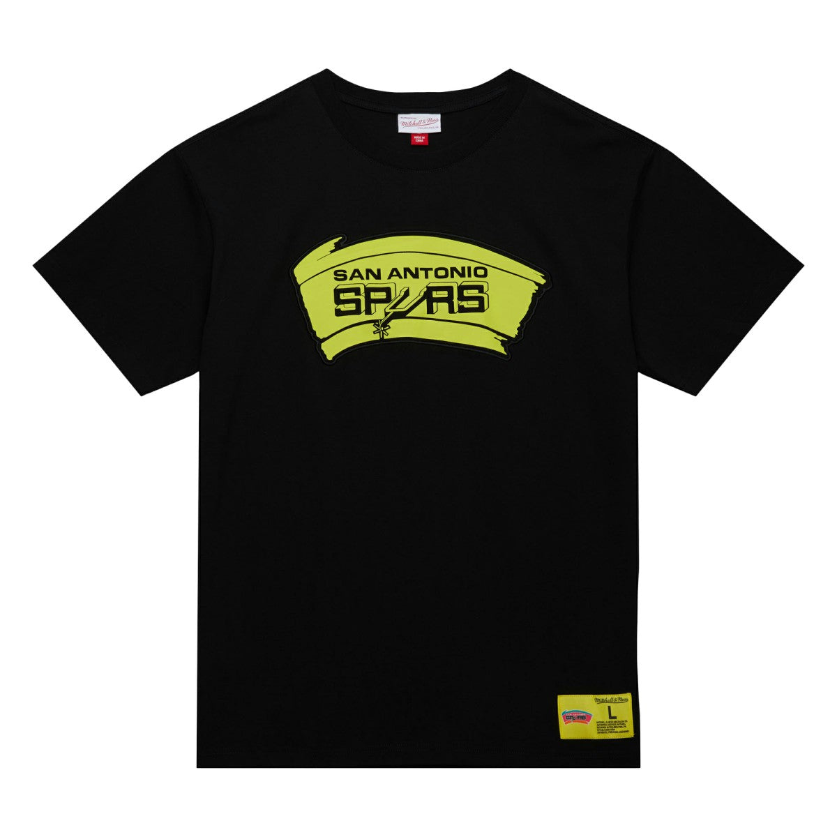 San Antonio Spurs Hardwood Classics Neon Nights Premium T-Shirt Black | Mitchell & Ness for sale