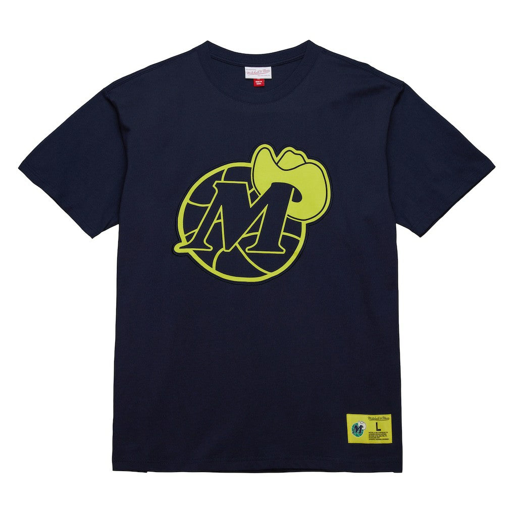 Dallas Mavericks Hardwood Classics Neon Nights Premium T-Shirt for sale Navy | Mitchell & Ness for sale