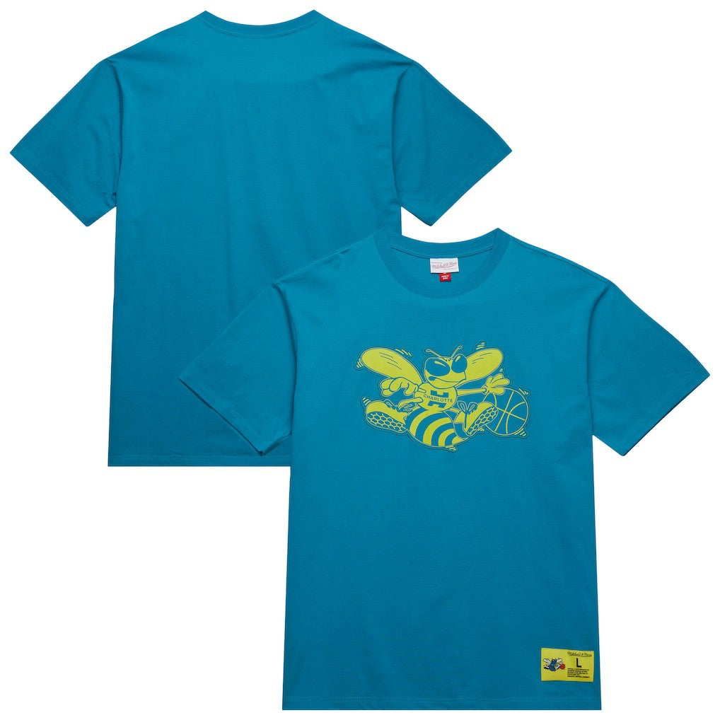 Charlotte Hornets Hardwood Classics Neon Nights Premium T-Shirt Teal | Mitchell & Ness online