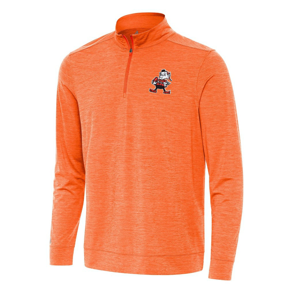 Cleveland Browns Antigua Bright Quarter-Zip Top Heather Orange