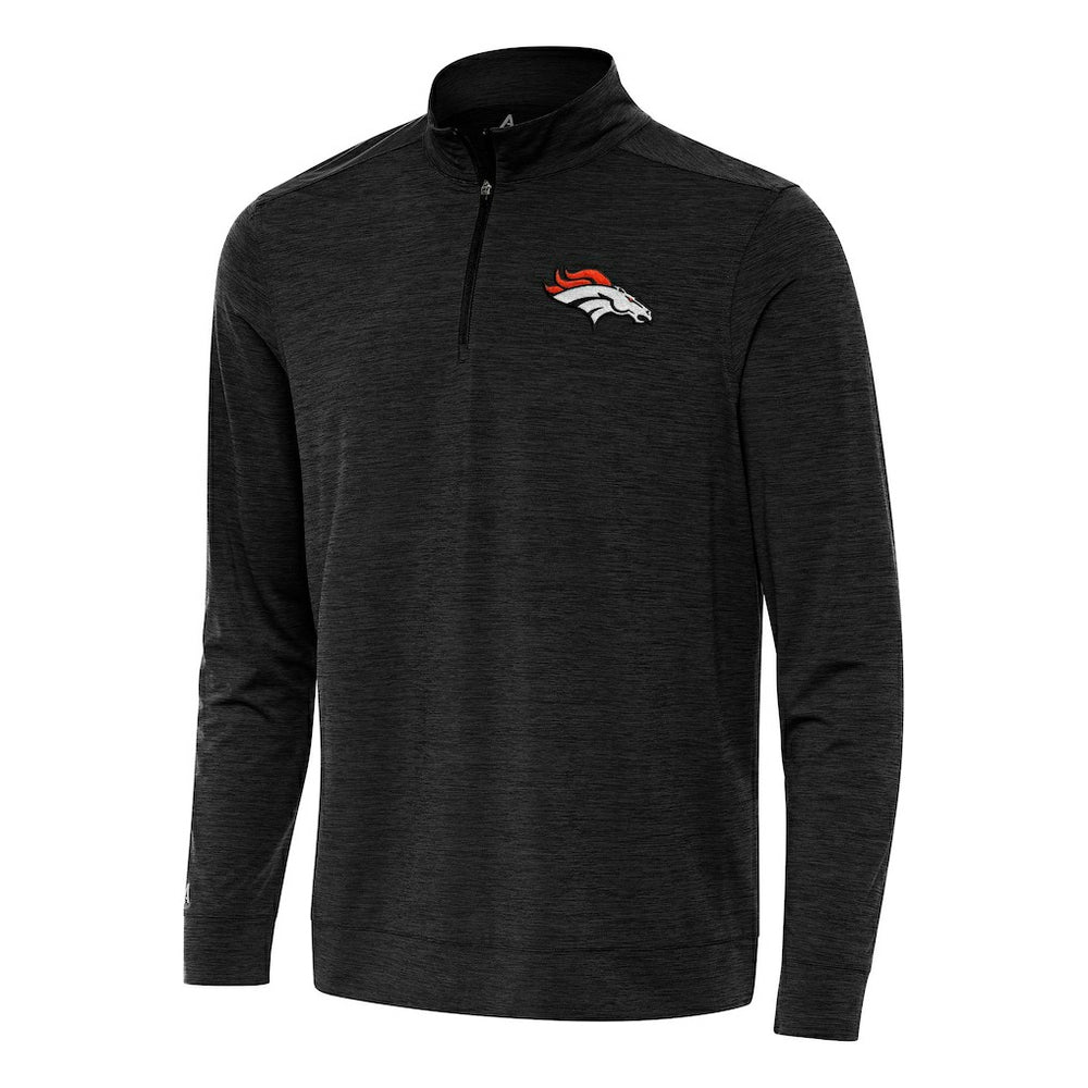 Denver Broncos Antigua Bright Quarter-Zip Top Heather Black