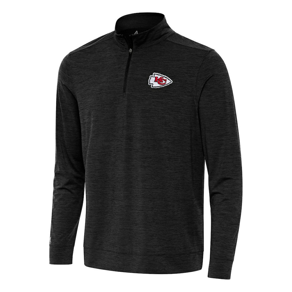 Kansas City Chiefs Antigua Bright Quarter-Zip Top Heather Black