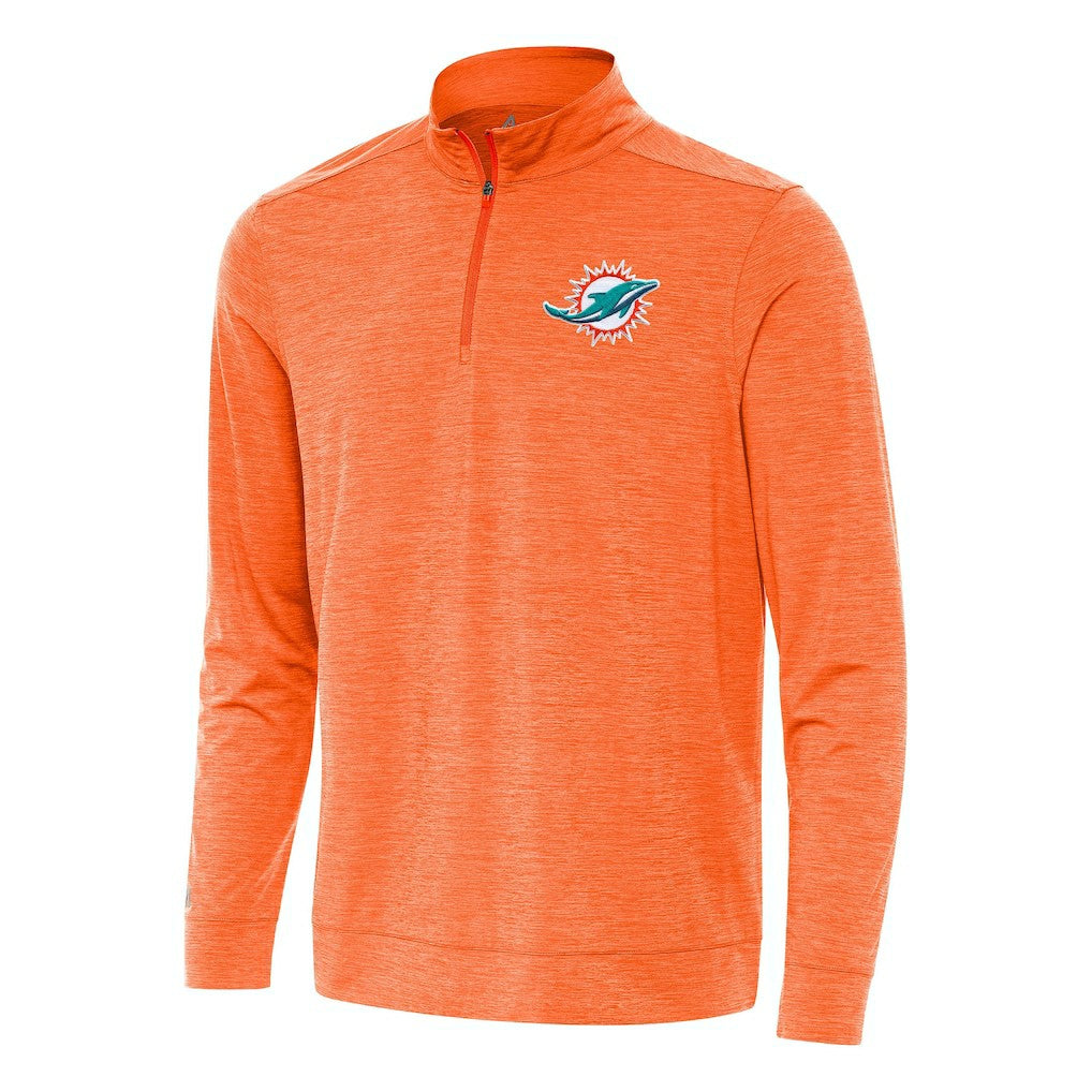 Miami Dolphins Antigua Bright Quarter-Zip Top Heather Orange