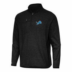 Detroit Lions Antigua Certain Tri-Blend Quarter-Zip Top Heather Black