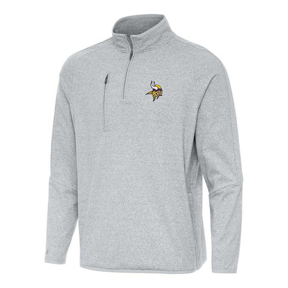 Minnesota Vikings Antigua Certain Tri-Blend Quarter-Zip Top Heather Gray