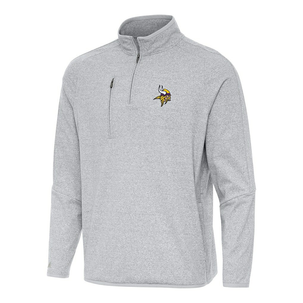 Minnesota Vikings Antigua Certain Tri-Blend Quarter-Zip Top Heather Gray