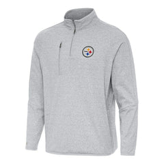 Pittsburgh Steelers Antigua Certain Tri-Blend Quarter-Zip Top Heather Gray