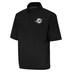 Miami Dolphins Antigua Brisk Short Sleeve Quarter-Zip Windshirt Black