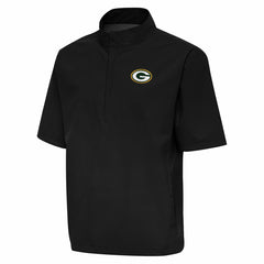 Green Bay Packers Antigua Brisk Short Sleeve Quarter-Zip Windshirt Black