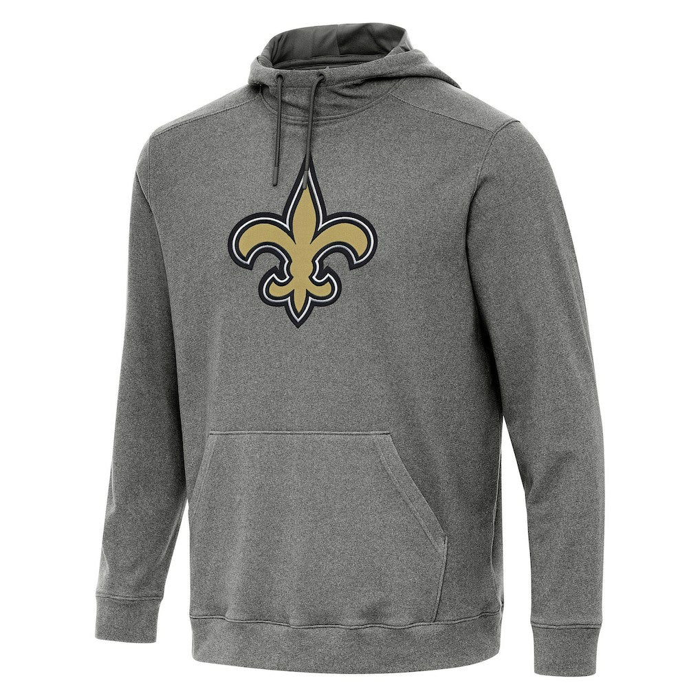 New Orleans Saints Antigua Cloud Pullover Hoodie Heather Black