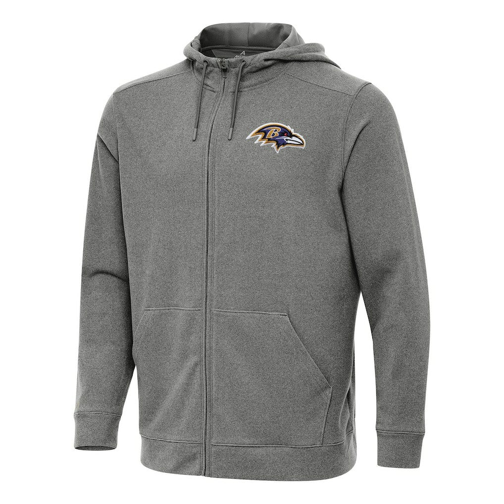 Baltimore Ravens Antigua Effortless Full-Zip Hoodie Heather Black