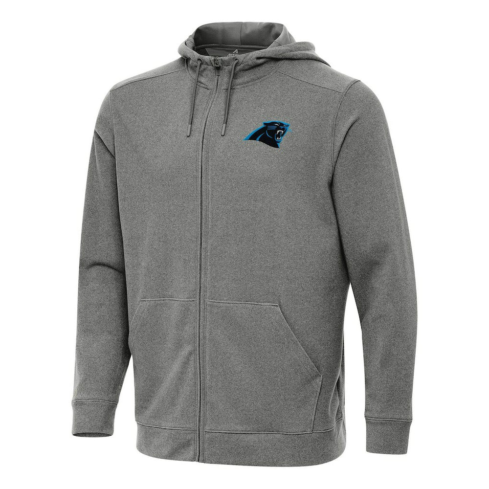 Carolina Panthers Antigua Effortless Full-Zip Hoodie Heather Black