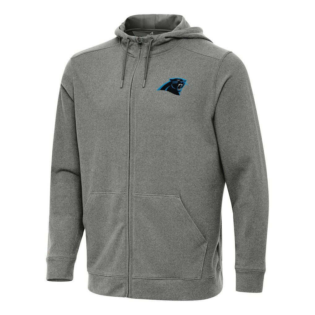 Carolina Panthers Antigua Effortless Full-Zip Hoodie Heather Black