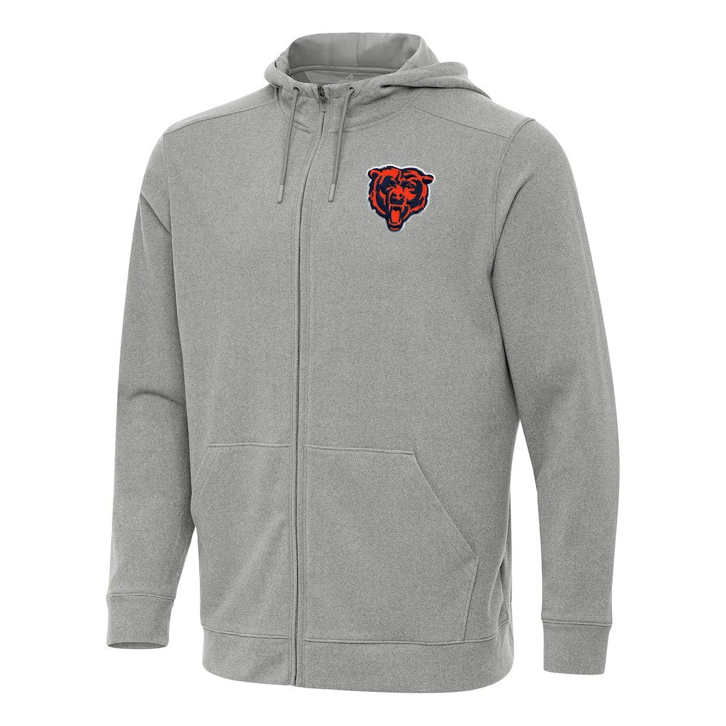 Chicago Bears Antigua Effortless Full-Zip Hoodie Heather Gray