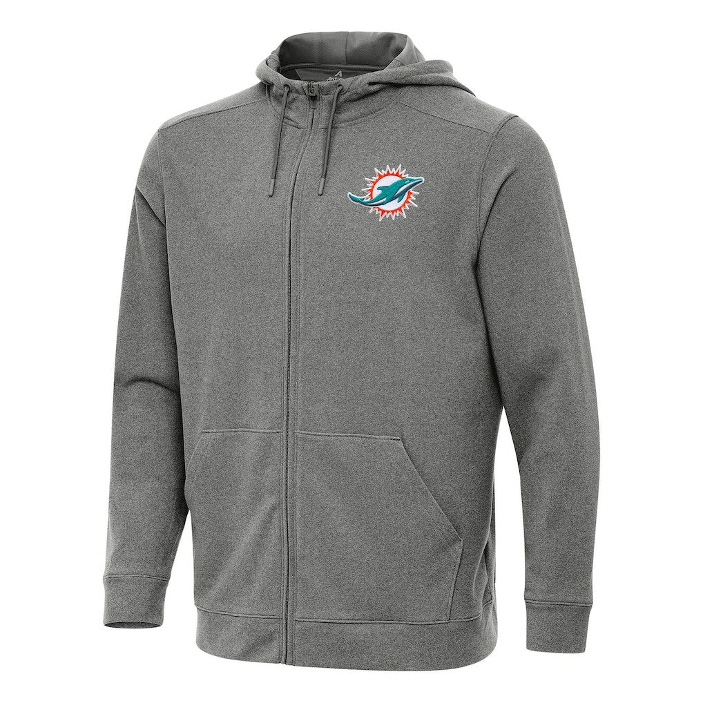 Miami Dolphins Antigua Effortless Full-Zip Hoodie Heather Black