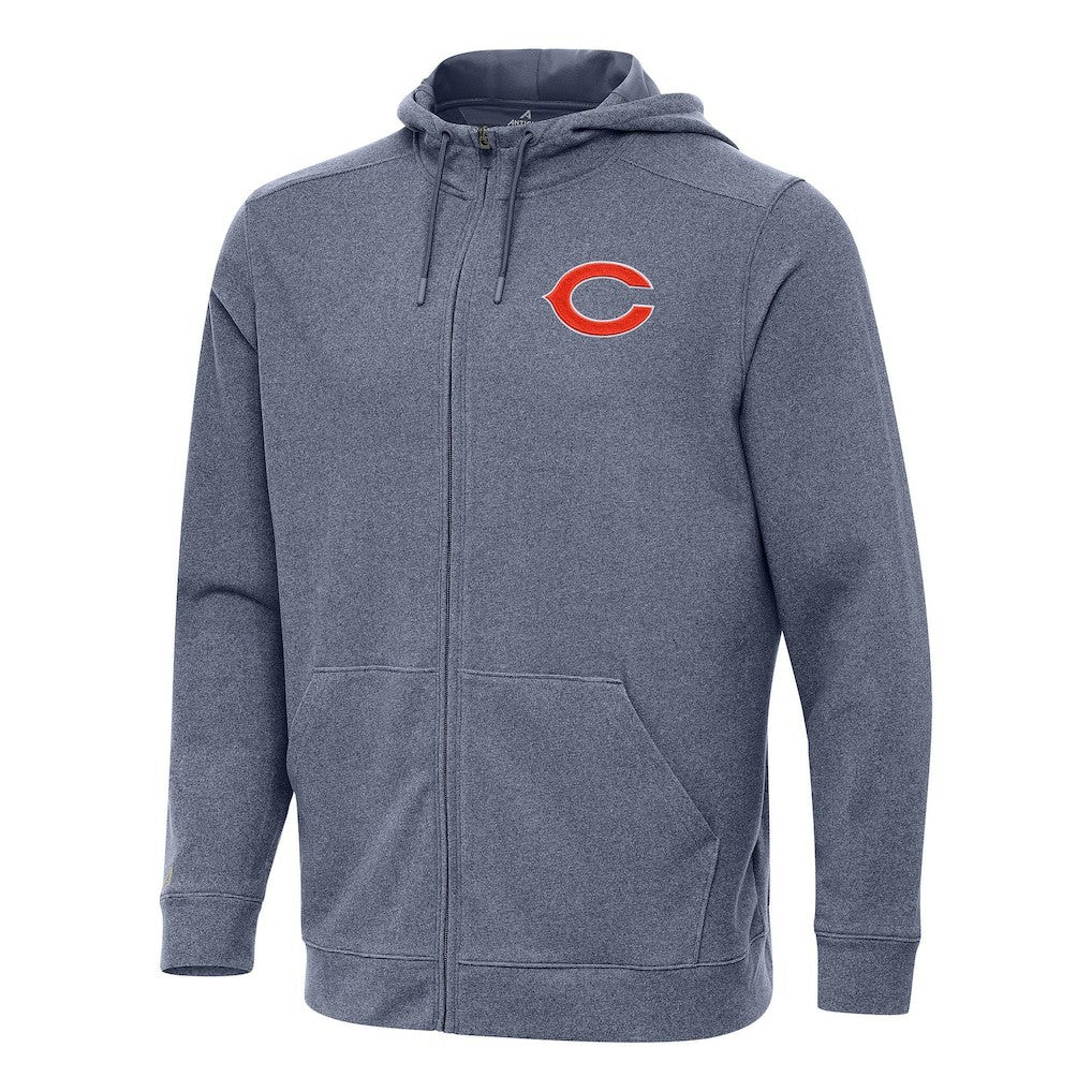 Chicago Bears Antigua Effortless Full-Zip Hoodie Heather Navy