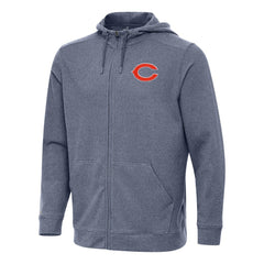 Chicago Bears Antigua Effortless Full-Zip Hoodie Heather Navy