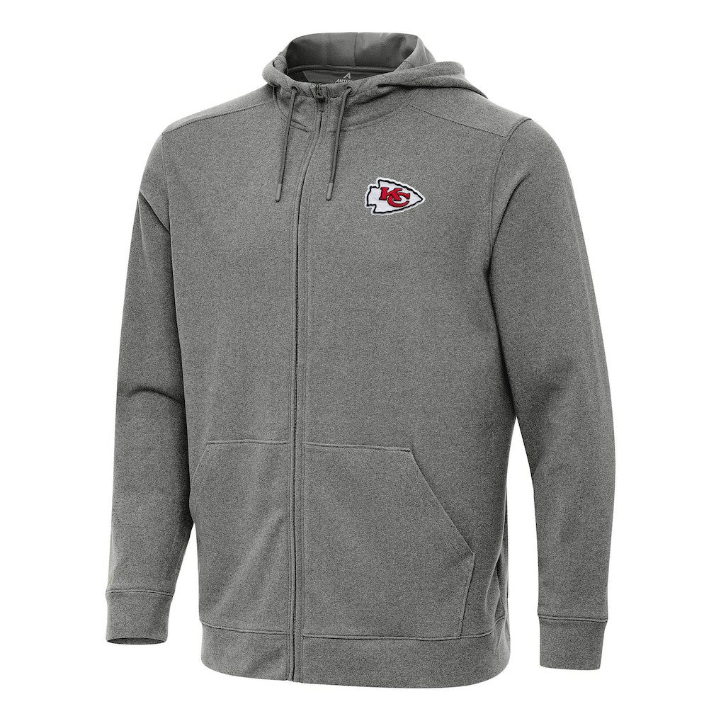 Kansas City Chiefs Antigua Effortless Full-Zip Hoodie Heather Black