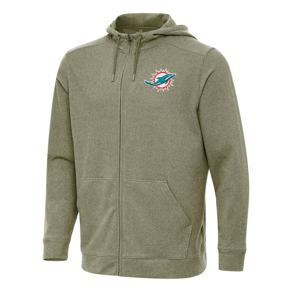 Miami Dolphins Antigua Effortless Full-Zip Hoodie Olive