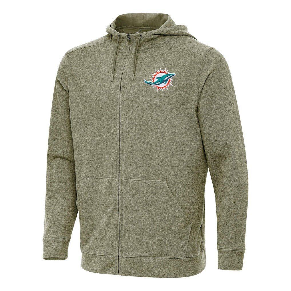 Miami Dolphins Antigua Effortless Full-Zip Hoodie Olive